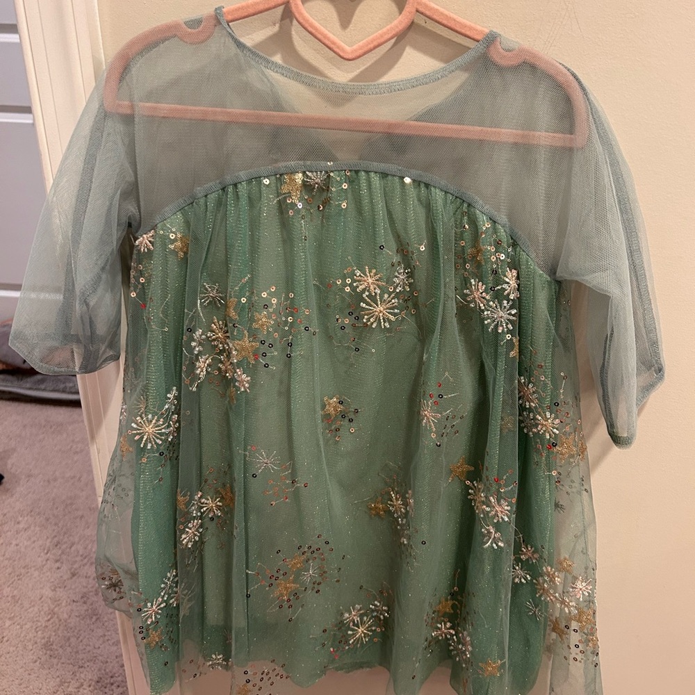 Green overlay dress with beautiful sequin embellishments